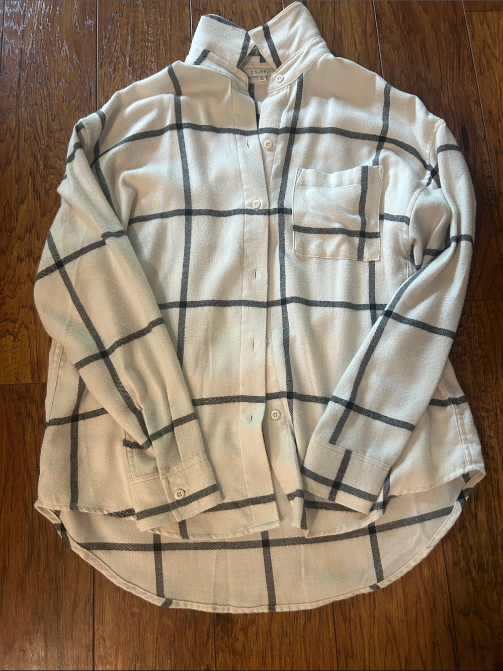 Z Supply Cream Windowpane Button-Down Shirt-women’s